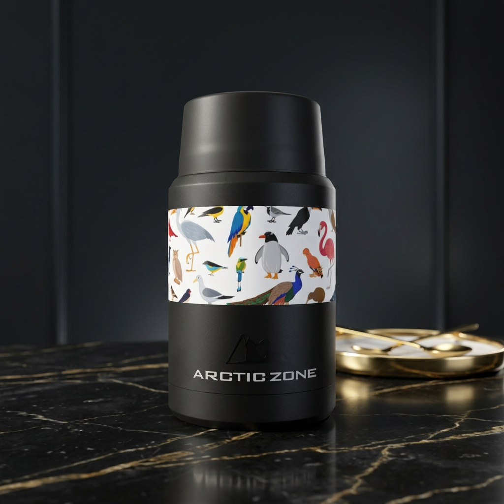 Insulated Food Jar — Tropical Birds Copper Vacuum Food Storage