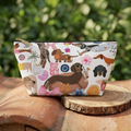 Dachshund Print Accessory Pouch — Cute Sausage Dog Cosmetic Bag