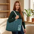 Teal Striped Weekender Bag — Nautical Rope-Handle Travel Tote