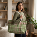 Green Plaid Weekender Bag — Classic Tartan Travel Tote