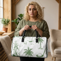 Tropical Golf Pattern Faux Leather Travel Bag | Palm Trees, Clubs