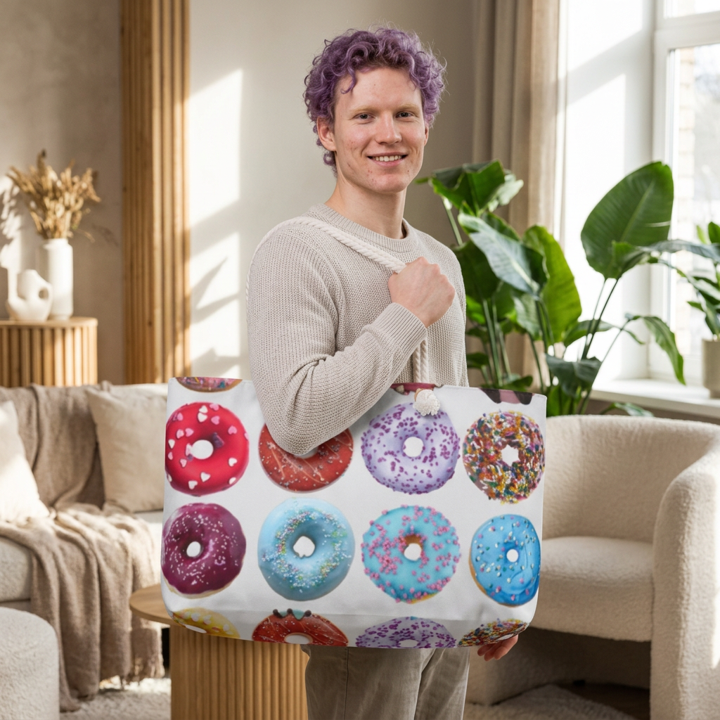 Donut Pattern Weekender Bag – Colorful Sprinkle Travel Tote