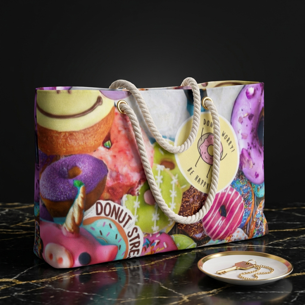 Donut Pattern Weekender Bag — Colorful Pastry Travel Tote