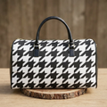 Black White Houndstooth Faux Leather Travel Bag | Duffle Bag