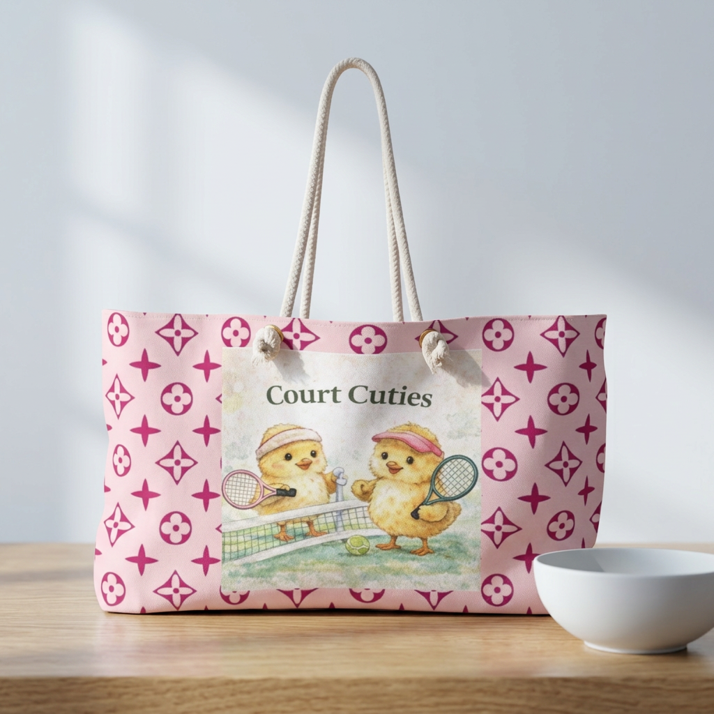 Court Cuties Tennis Weekender Bag — Pink Cute Chick Tennis Tote