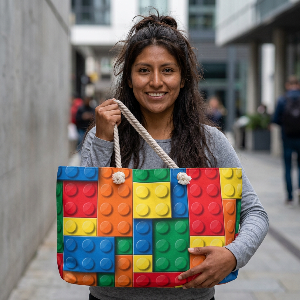 Colorful Building Block Weekender Bag — Kids’ LEGO-Inspired Travel Tote