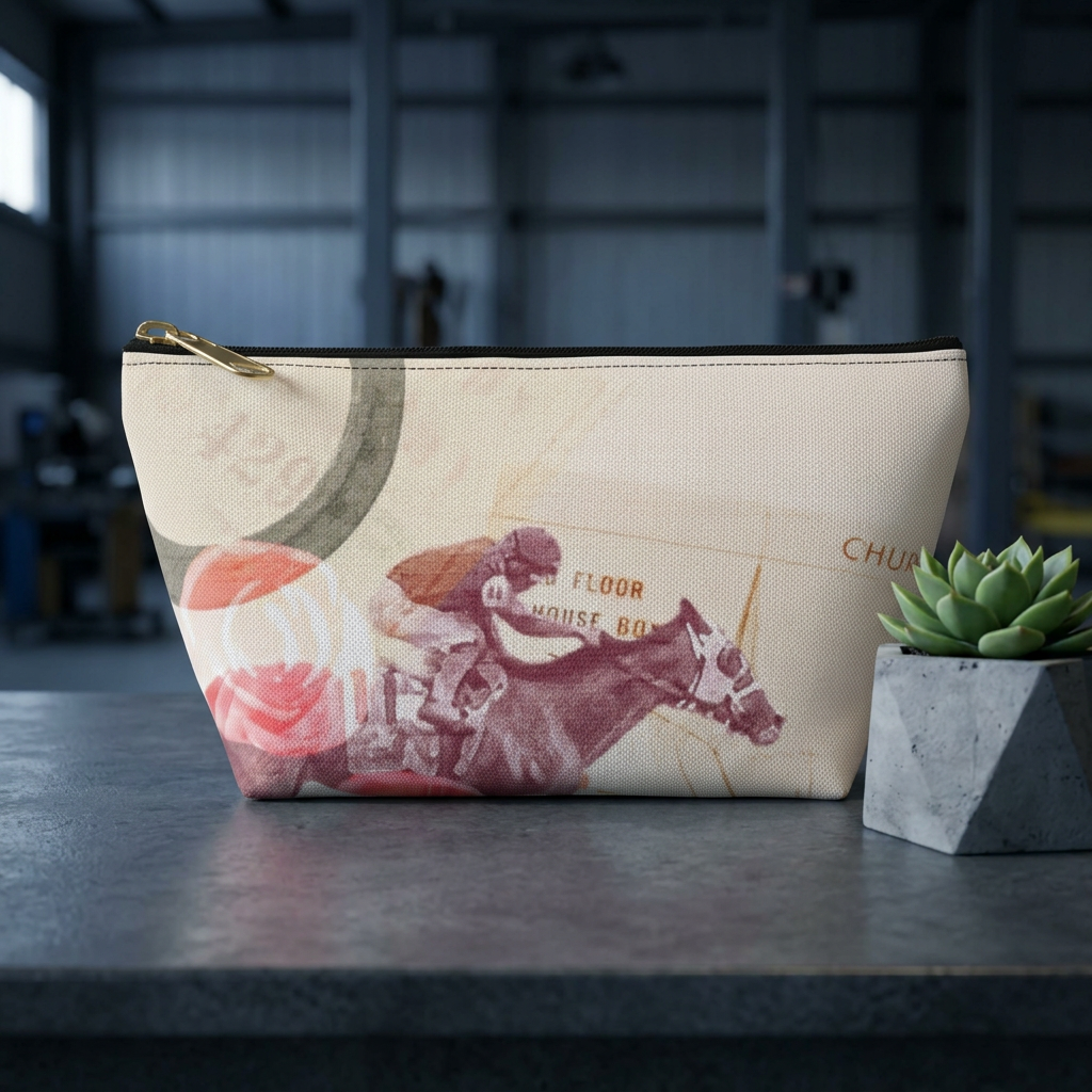 Vintage Horse Racing Collage Accessory Pouch