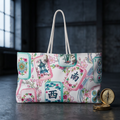 Mahjong Tiles Weekender Bag | Pastel Floral Mahjong Pattern Tote