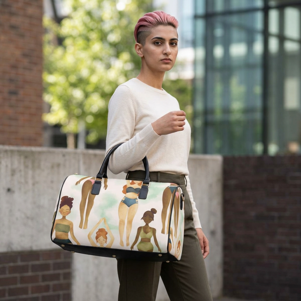 Travel Bag — Curvy Women Swimwear Pattern Faux Leather Duffel