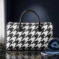 Black White Houndstooth Faux Leather Travel Bag | Duffle Bag