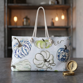 Blue & Green Pumpkin Watercolor Weekender Bag — Fall Travel Tote