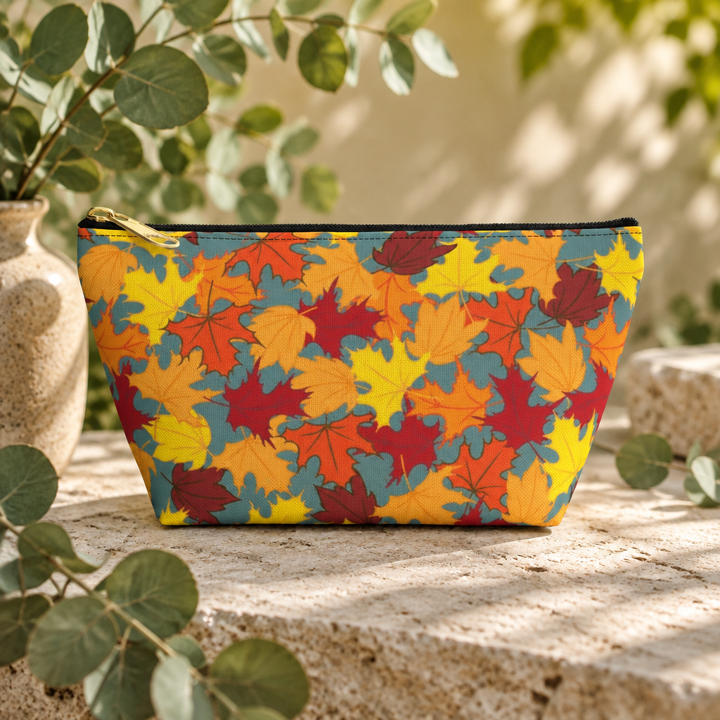 Autumn Leaves Accessory Pouch — Fall Leaf Makeup Bag