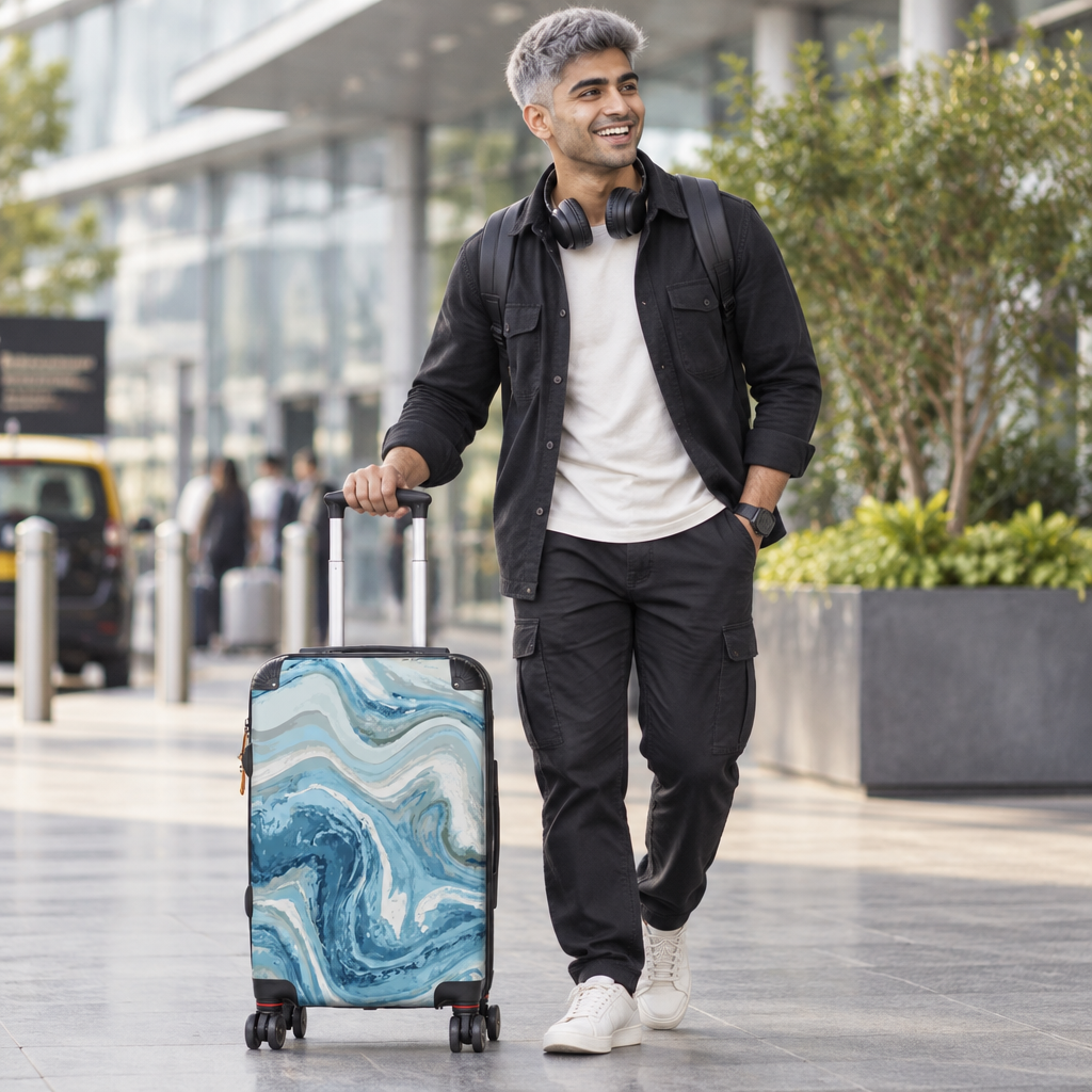 Blue Marble Swirl Suitcase | The Marble Travel Collection