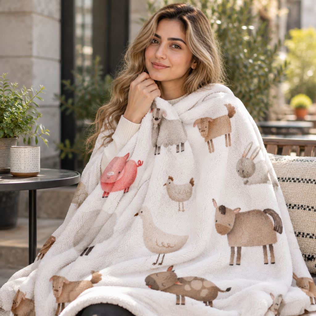 Baby Lovey Blanket — Soft Minky Farm Animal Security Blanket for Infant