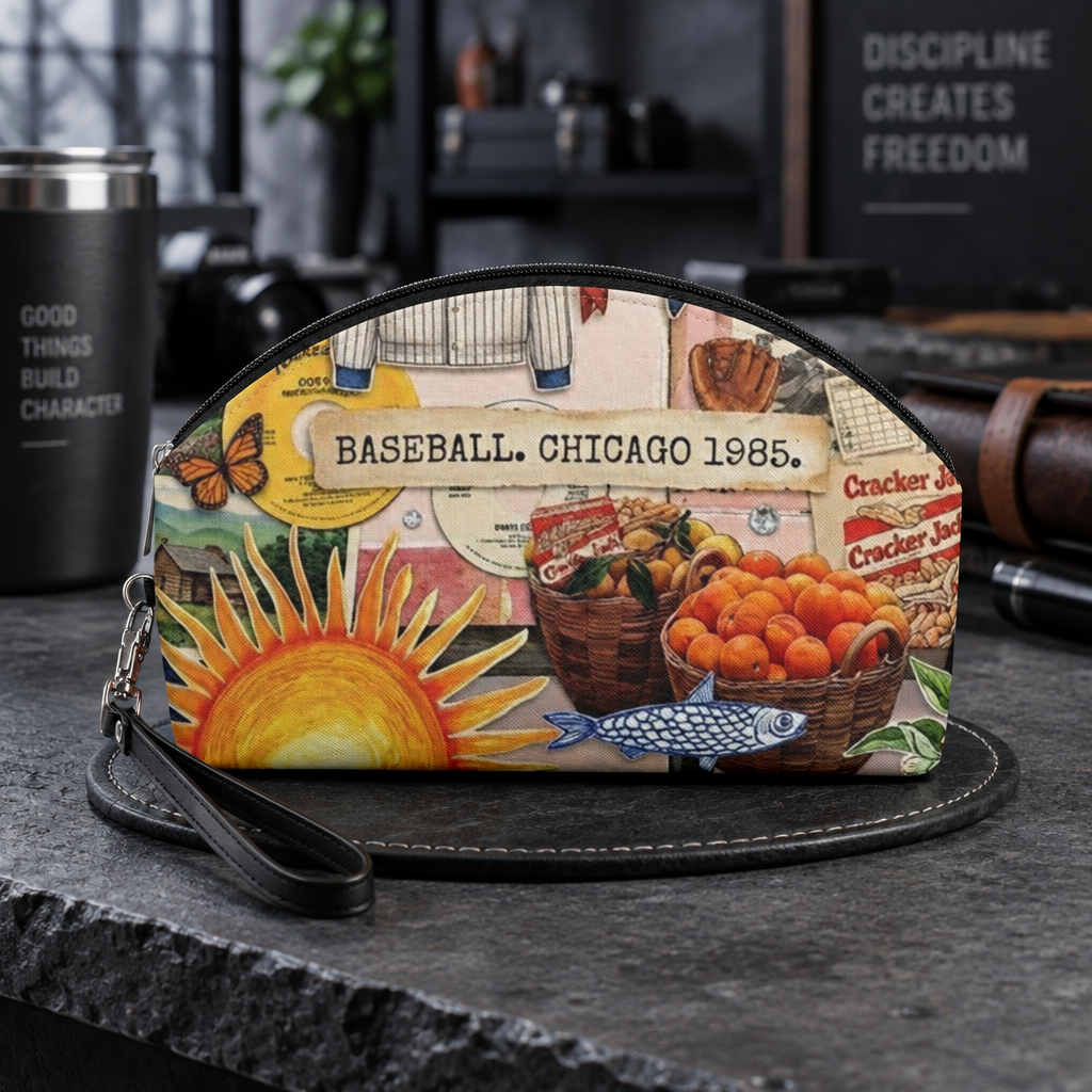 Chicago 1985 Vintage Collage Makeup Bag