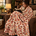 Autumnal Leaf Swirl Plush Blanket — Cozy Fall Velveteen Throw