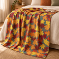 Autumn Leaves Velveteen Plush Blanket – Cozy Fall Throw with Colorful Maple Pattern