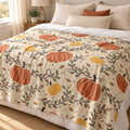 Autumn Pumpkin Velveteen Plush Blanket — Cozy Fall Throw with Whimsical Pumpkin Pattern