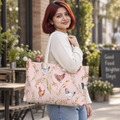 Chicken Farm Print Weekender Bag – Pastel Pink Hen Tote for Farm Lovers & Casual Travel