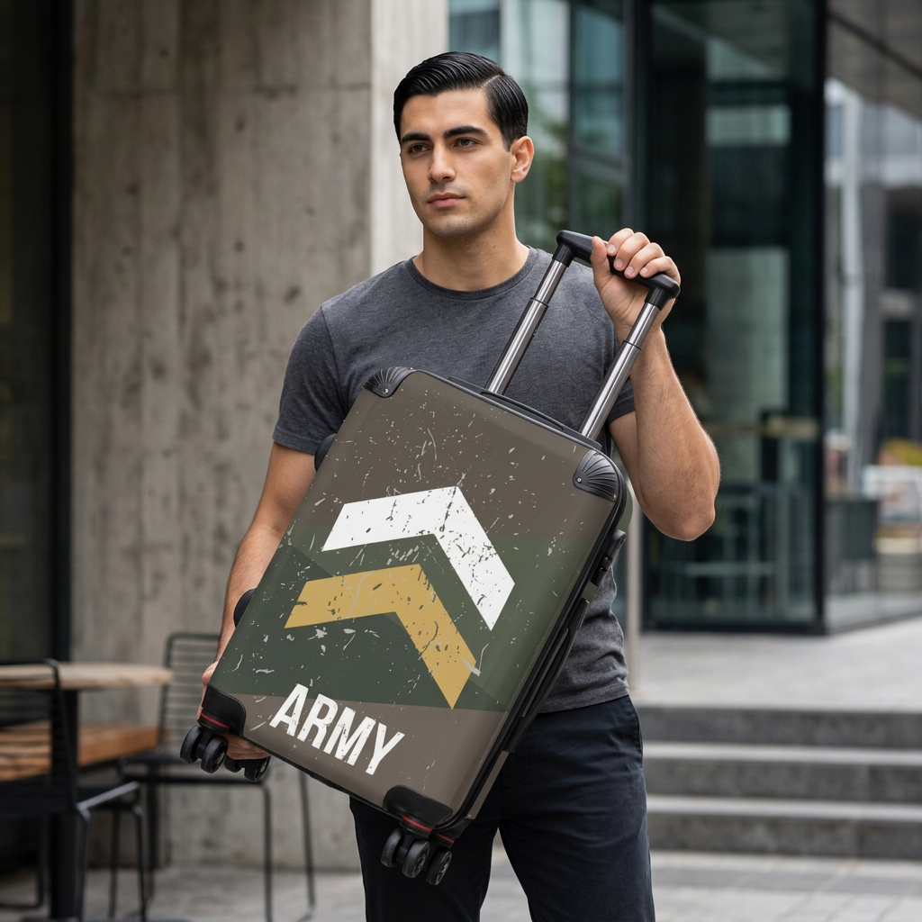 Army Chevron Graphic Rolling Suitcase