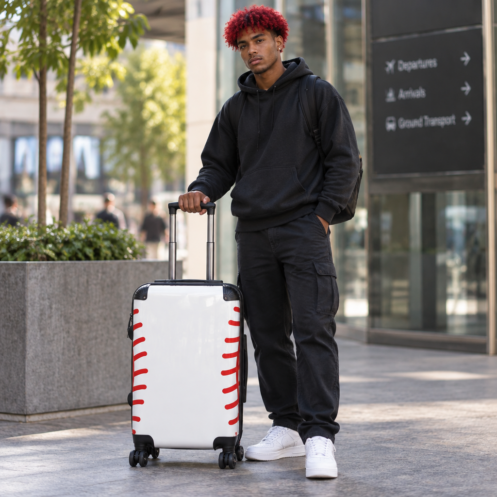 Baseball Stitch Carry-On Suitcase – Sports Travel Luggage for Fans