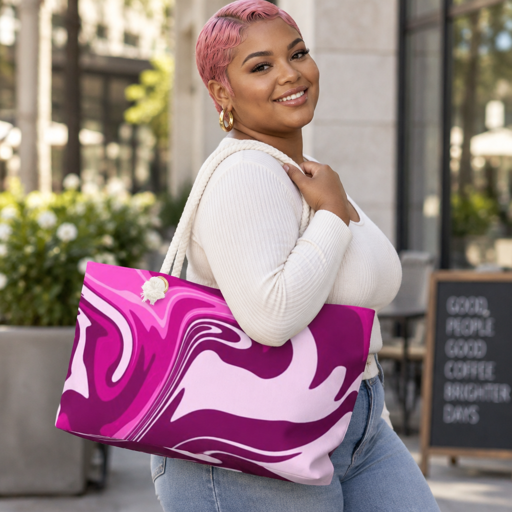 Pink Purple Abstract Swirl Weekender Bag