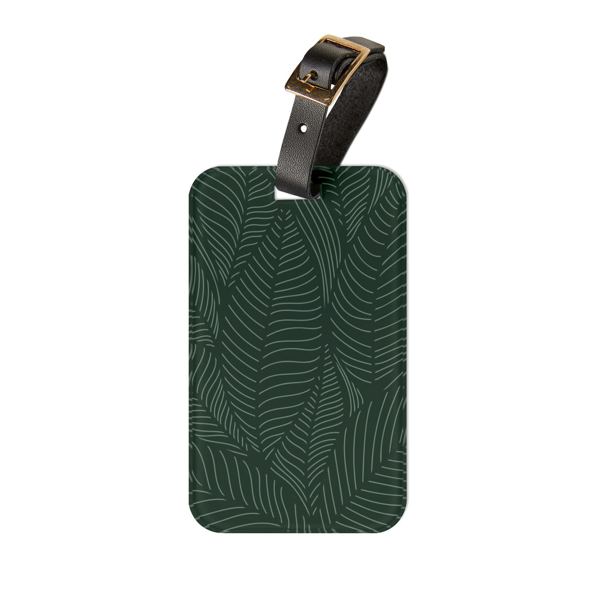 Tropical Palm Leaf Luggage Tag | Dark Green Leaf Pattern