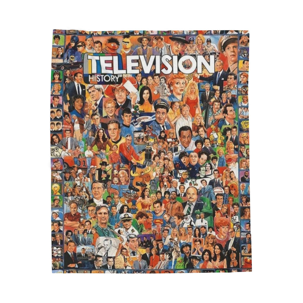Television History Collage Velveteen Plush Blanket | TV Characters Montage