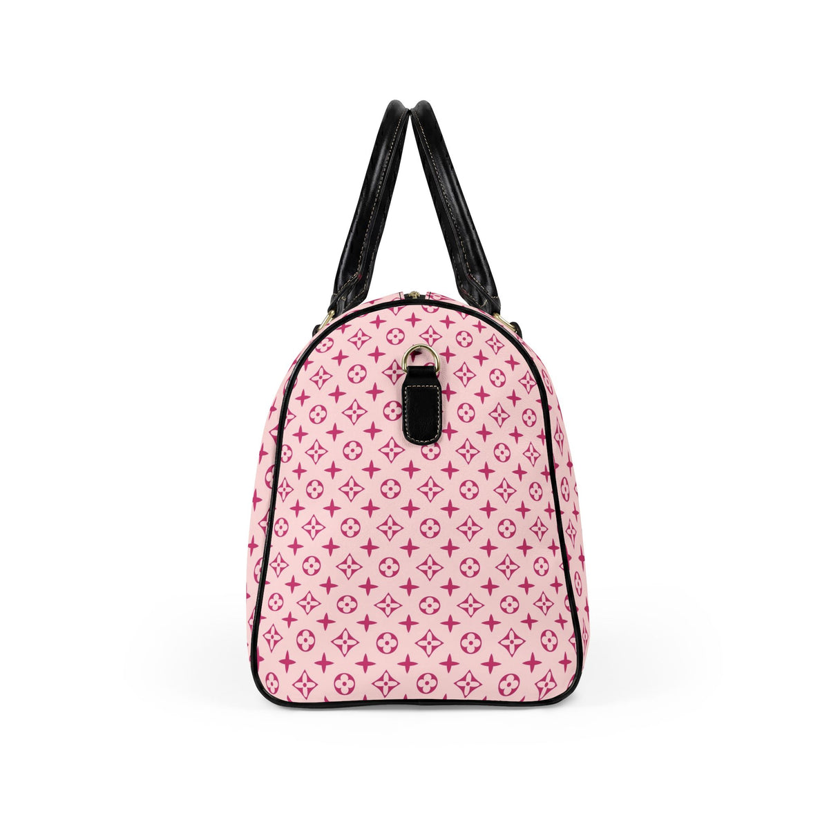 Pink Monogram Pattern Faux Leather Travel Bag | Duffle Overnight Bag