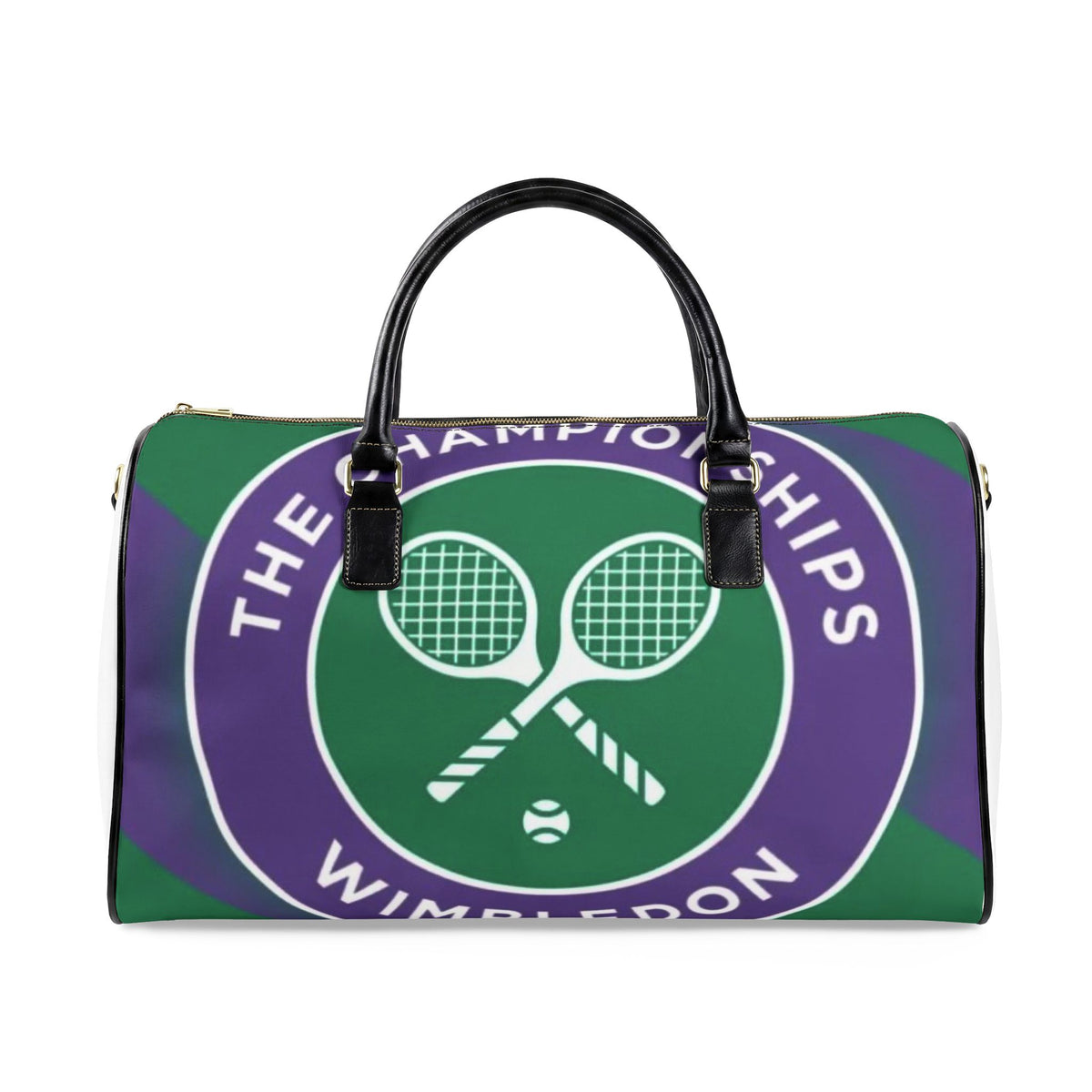 Wimbledon Tennis Logo Faux Leather Travel Bag | Tennis Weekend Duffel