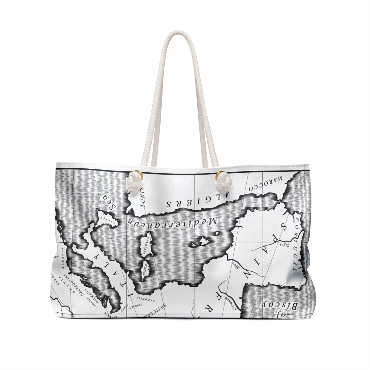 Vintage Map Europe Weekender Bag | Travel Tote, Nautical Compass Print