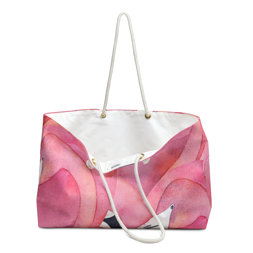 Pink Watercolor Floral Weekender Bag | Large Canvas Tote
