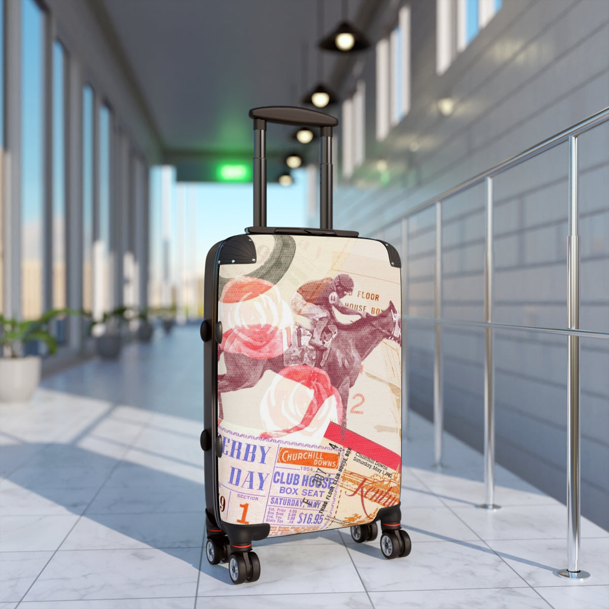 Vintage Horse Racing Collage Suitcase