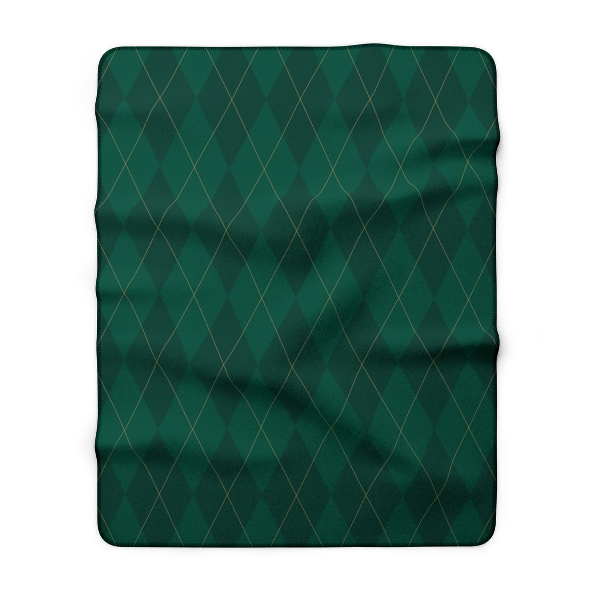 Green Argyle Pattern Sherpa Blanket | Cozy Plaid Throw Golf cozy throw