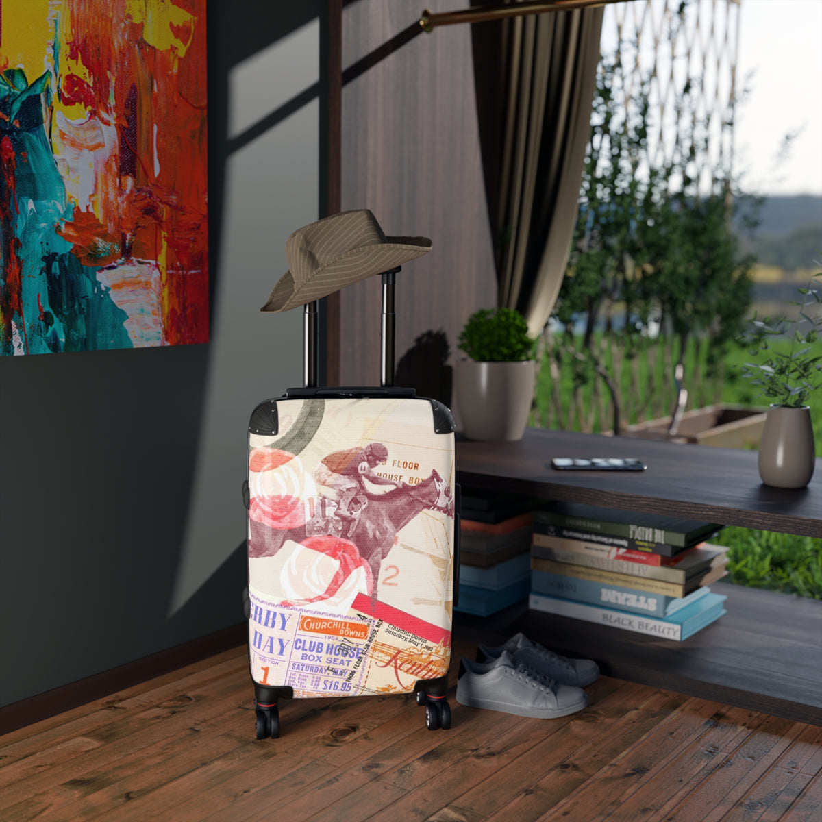Vintage Horse Racing Collage Suitcase
