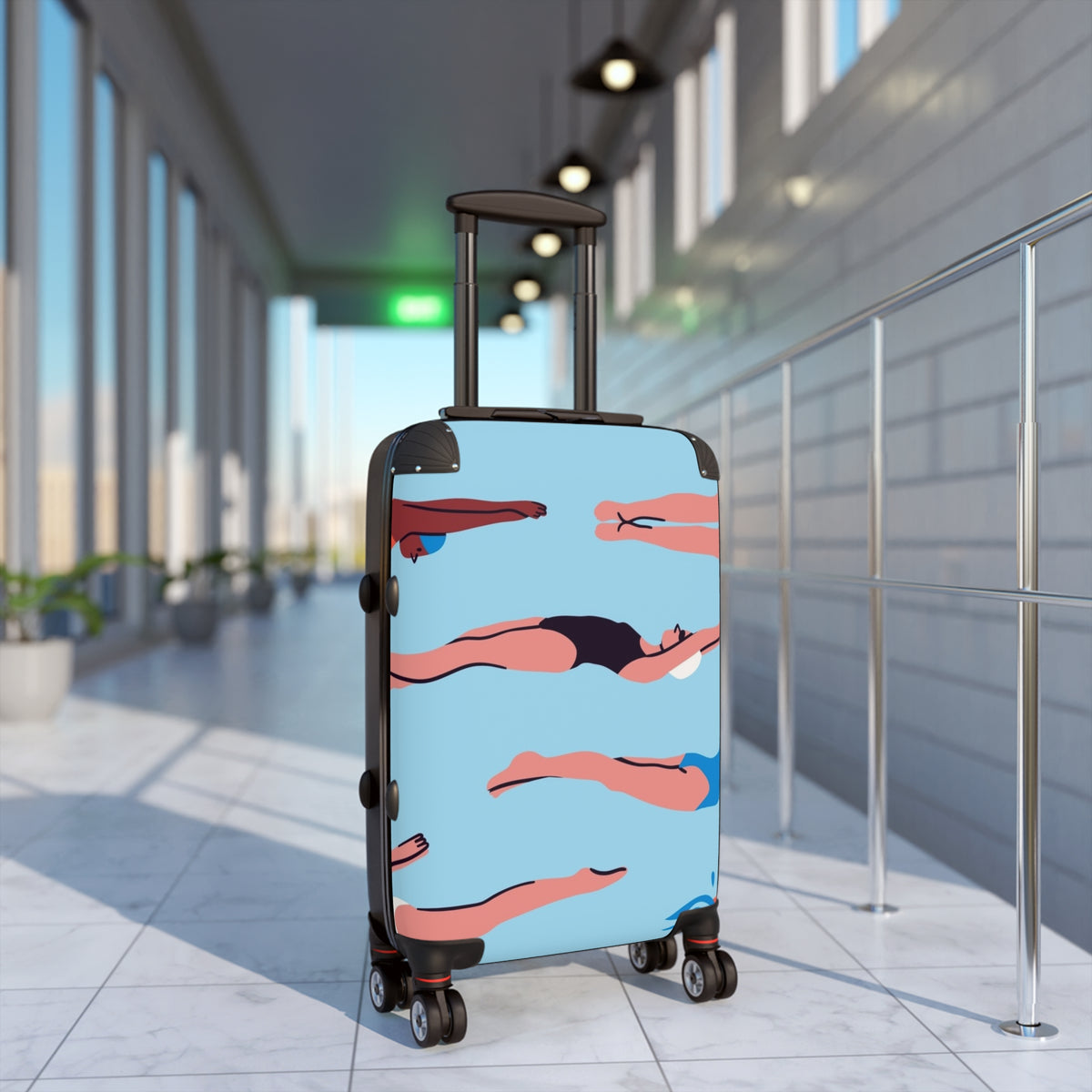 Swimmers Pattern Suitcase | Luggage Cover, Pool Float Water Design