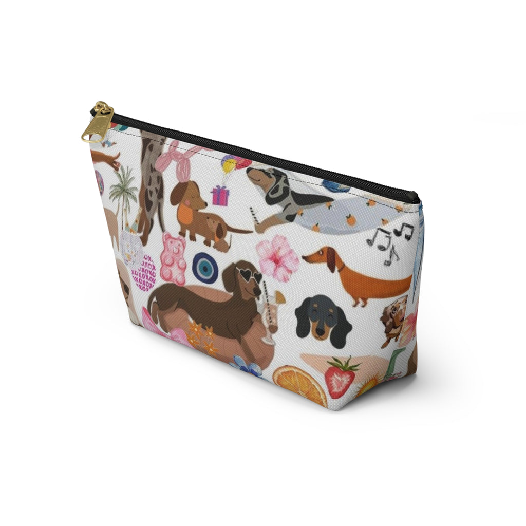 Dachshund Print Accessory Pouch — Cute Sausage Dog Cosmetic Bag