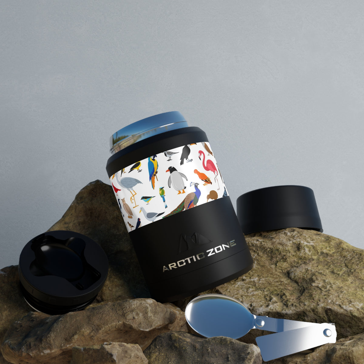 Insulated Food Jar — Tropical Birds Copper Vacuum Food Storage
