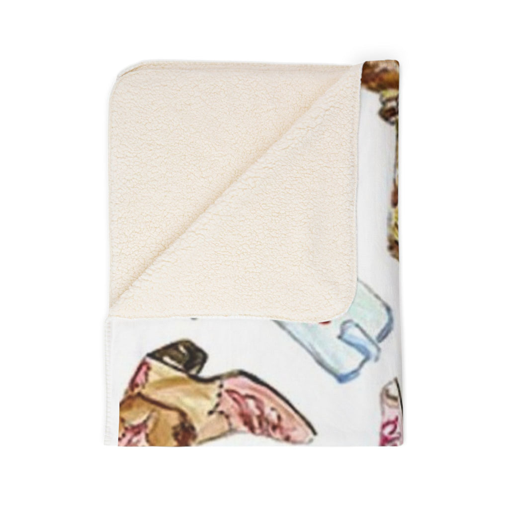 Watercolor Cowboy Boots Fleece Sherpa Blanket | Western Boot Pattern