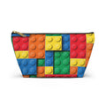 Colorful Building Block Accessory Pouch — Kids Toy Brick Print T-Bottom Makeup Bag
