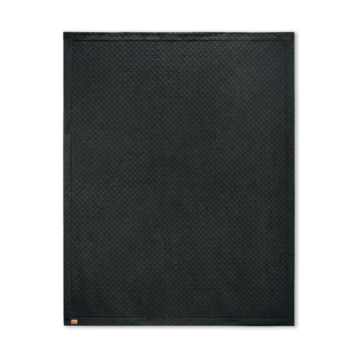 Embroidered Diamond Quilt Blanket — Cozy Black Throw with Monogram Patch