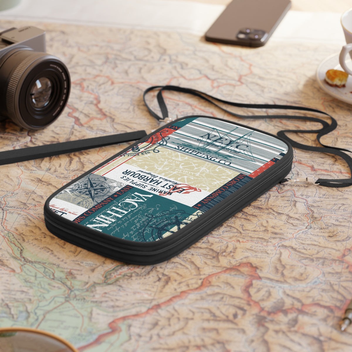 Nautical Harbor Patchwork Passport Wallet | Travel Document Organizer