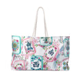 Mahjong Tiles Weekender Bag | Pastel Floral Mahjong Pattern Tote