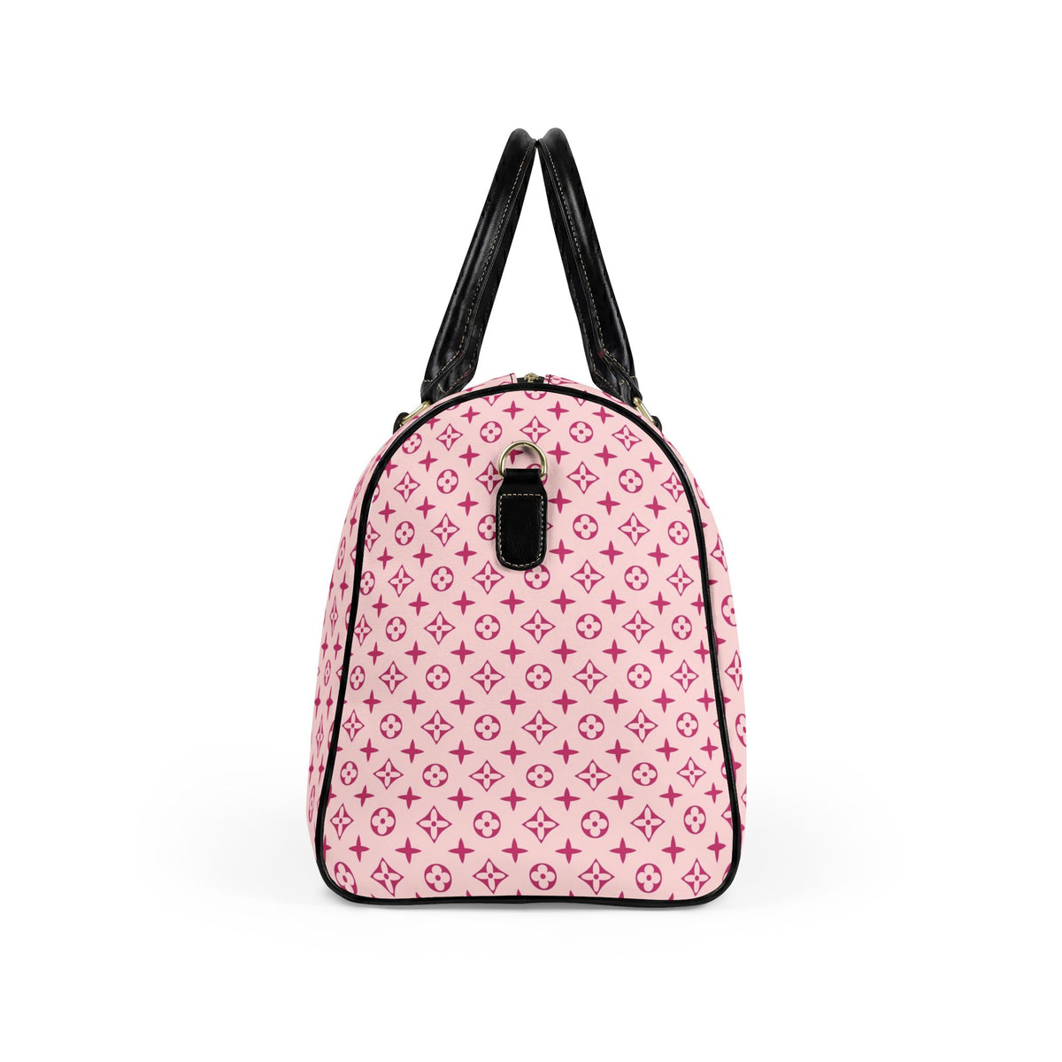 Pink Monogram Pattern Faux Leather Travel Bag | Duffle Overnight Bag