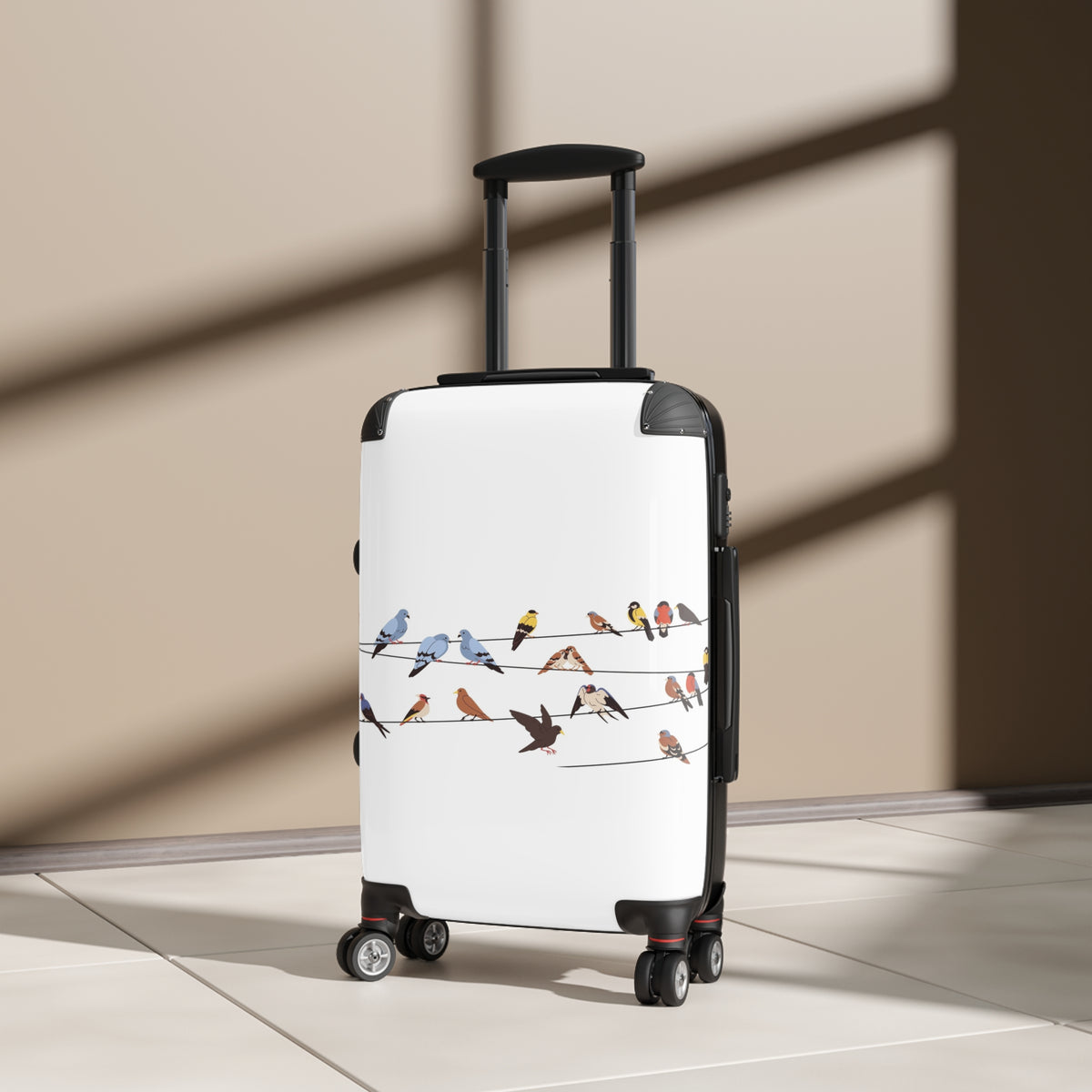 Birds on a Wire Suitcase | Illustrated Bird Pattern Luggage