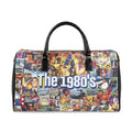 1980s Collage Faux Leather Travel Bag | Retro Pop Culture Duffle