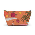 Tropical Beach Pattern Accessory Pouch | T-bottom zipper pouch