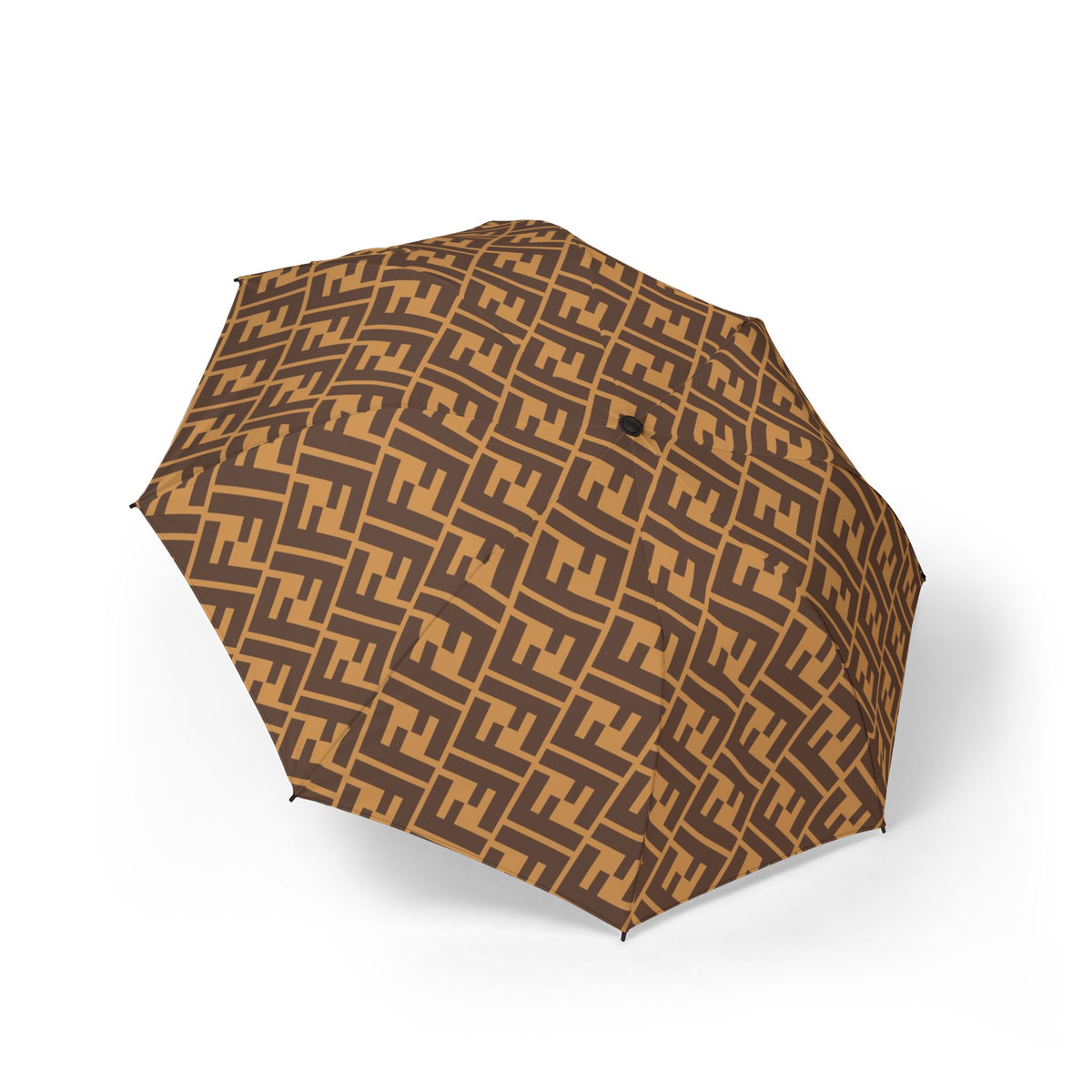 Brown Geometric Logo Pattern Umbrella | Foldable Rain Parasol