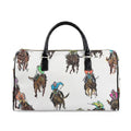 Watercolor Horse Racing Faux Leather Travel Bag | Equestrian Pattern Duffle
