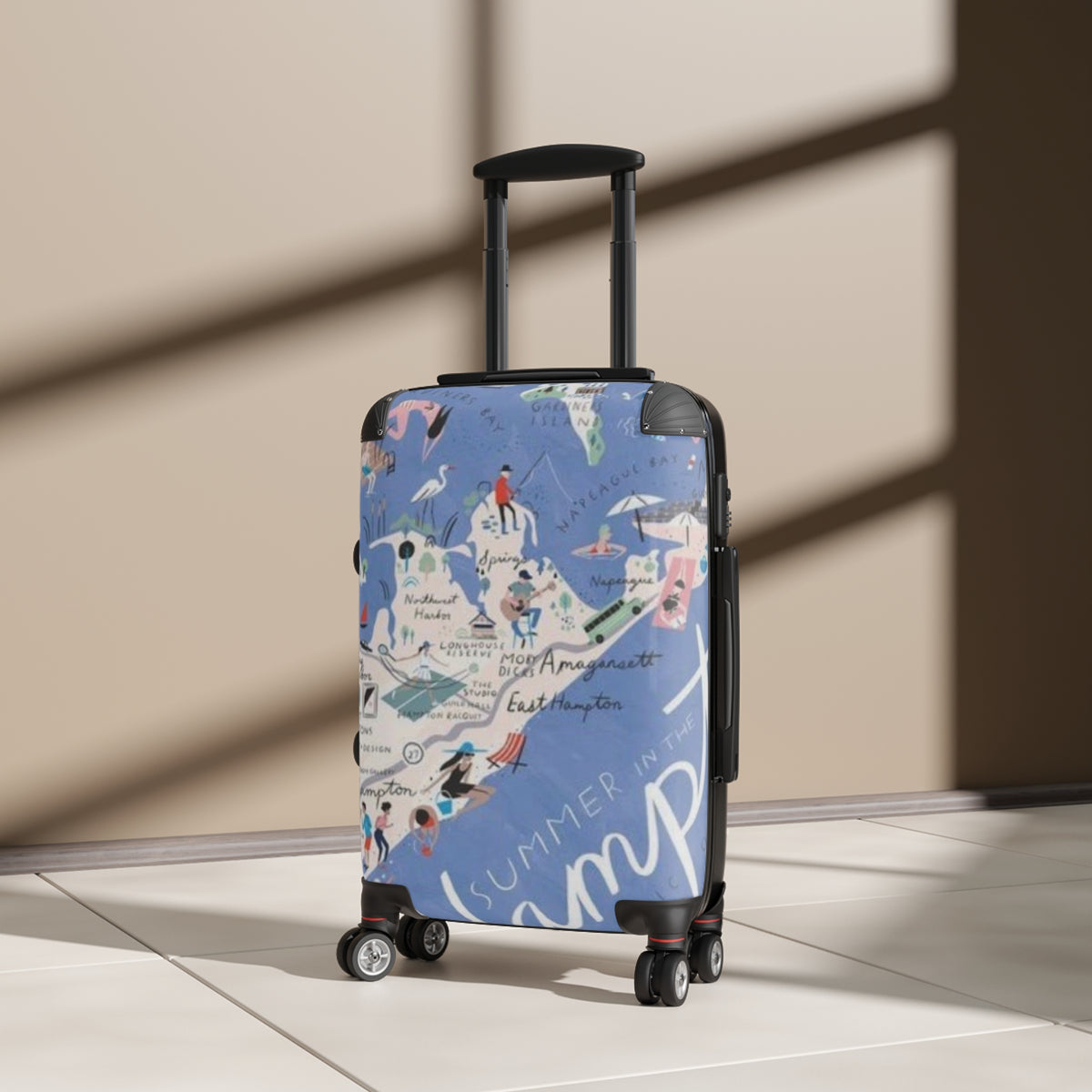 Summer Map Carry-On Suitcase – Illustrated Beach Destinations Travel Luggage